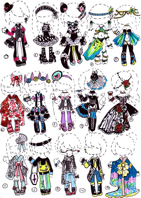 Closed Outfit Batch By Guppie Adopts On Deviantart Cute Drawings