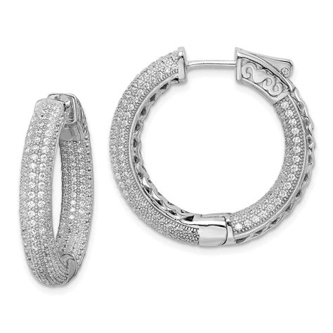 IceCarats 925 Sterling Silver Cubic Zirconia Cz In Out Hoop Earrings