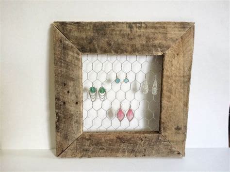 Chicken Wire Small Framejewelry Holder Rustic Distressed Reclaimed
