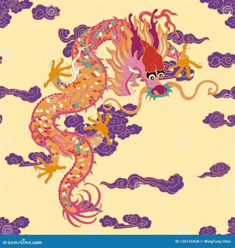 Dragon With Clouds Stock Illustration Illustration Of Oriental 126155938