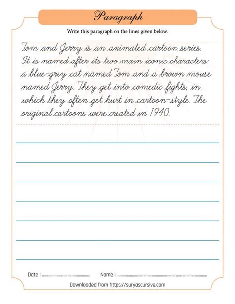 Free Cursive Writing Paragraph Worksheets Pdf