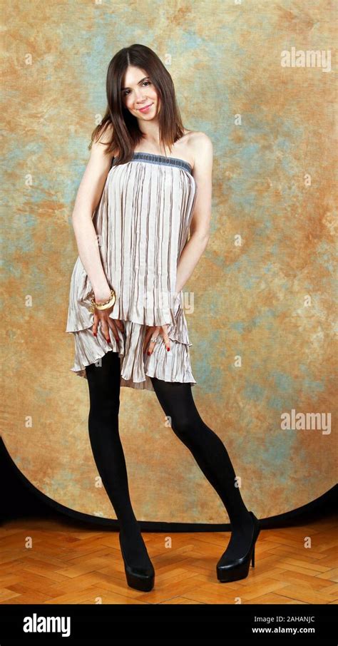 Very Skinny Brunette Girl In Gala Dress Stock Photo Alamy