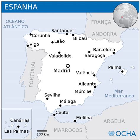 Espanha Mapa Para Turismo Das Províncias E Cidades Do País Espanha