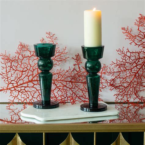 Emerald Green Glass Candle Holder Green Candle Holders Green Candle