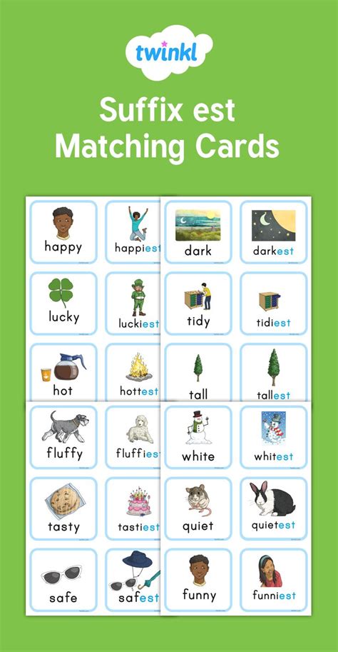 Suffix Est Matching Cards Activity Our Wonderful Range Of Prefix And