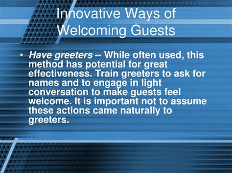 Ppt Innovative Ways Of Welcoming Guests Powerpoint Presentation Free