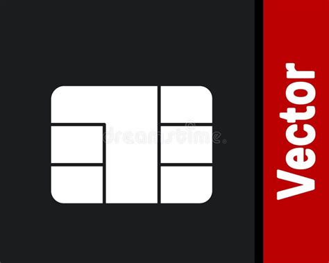 White Credit Card With Chip Icon Isolated On Black Background
