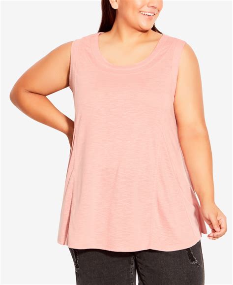Avenue Plus Size Fit N Flare Tank Top In Bridal Rose Modesens