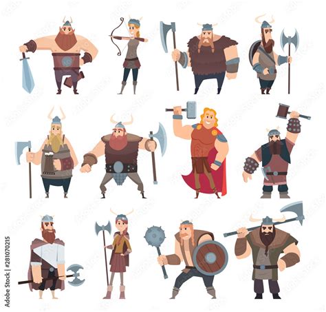 Fotomural Viking Cartoon Scandinavian Mythologyy Characters Norway