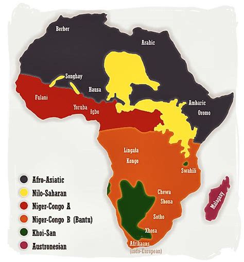 Map Showing The Distribution Of African Language Families And Some