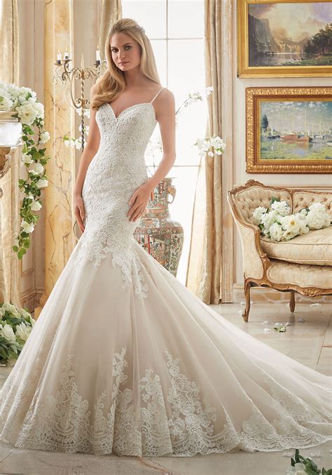 Very Romantic Alencon Lace Bridal Dress Style 2871 Morilee