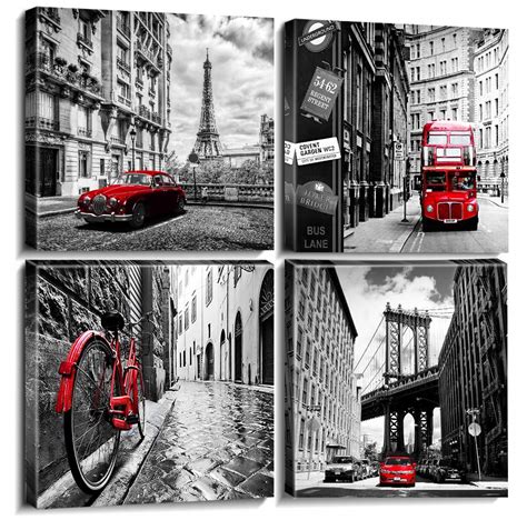 Buy Black And White Wall Art For Living Room Red Wall Decor Paris
