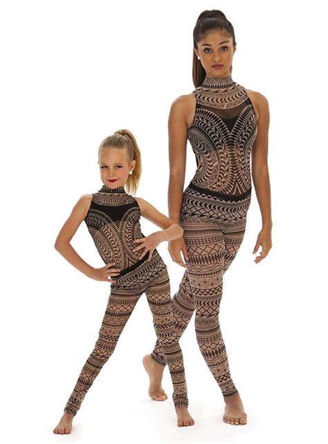 Tribal Mesh Unitard Dance Outfits Cute Dance Costumes Contemporary Dance Costumes