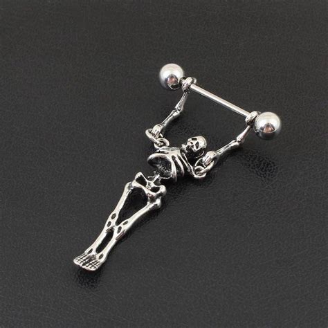 A Pair Of Skeleton Nipple Barbell Body Piercing Jewelry Etsy