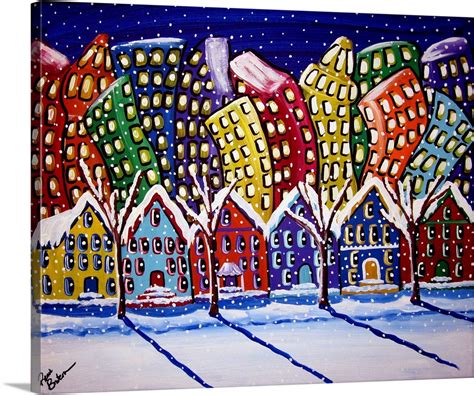 City Neighborhood In Winter Wall Art Canvas Prints Framed Prints