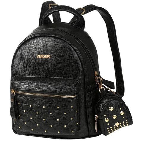 Discount Shop Large Capacity Black Pu Leather Backpack Shoulder Bag