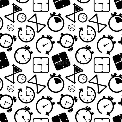 Time Vector Seamless Background Endless Pattern With Alarm Clocks And