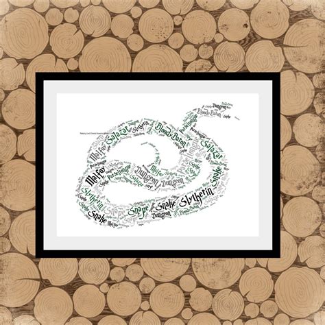 Harry Potter Print Slytherin Word Art Personalised Snake Etsy