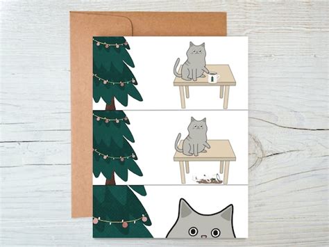 Cat Christmas Card Funny Christmas Card Cat Lover T Etsy