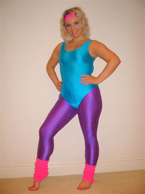 fun in 80 s fitness outfit leotard outfit spandex headband aerobics 80s fashion leotards
