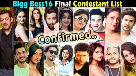 Bigg Boss 16 Contestants Updated Final List List 2022 Salman Khan Youtube