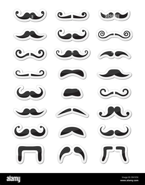 Moustache Mustache Icons Isolated Set As Labels Stock Vector Image
