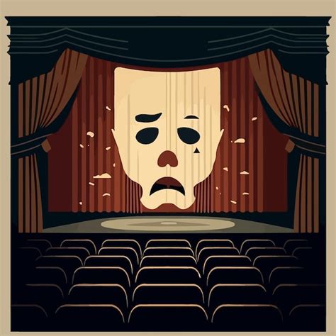 Premium Vector Dramatic Mask Object On Theater Stage
