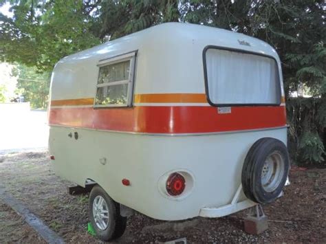 Double Orange Stripe Boler Rear Retro Camping Vintage Camper