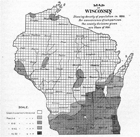 1850 Population Density Of Wisconsin Antebellum Wisconsin Density