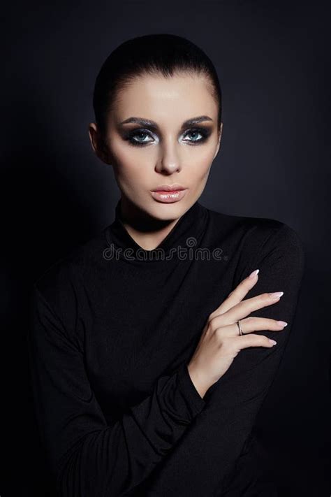 classic smokey makeup on woman face beautiful big eyes fashion perfect makeup expressive eyes