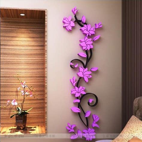 Pegatinas De Pared 3d Flower Room Decor Wall Stickers Home Decor Purple Wall Decor