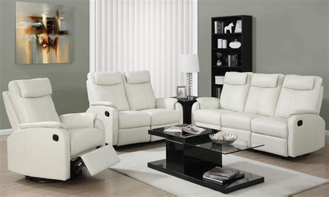 Easy view™ power adjustable headrests. 81IV-3 Ivory Bonded Leather Reclining Living Room Set from ...