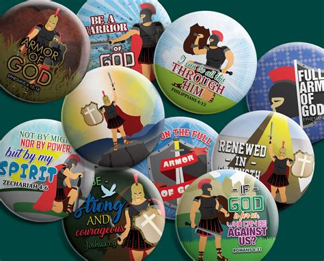 Christian Pinback Buttons Armor Of God 10 Pack New8store