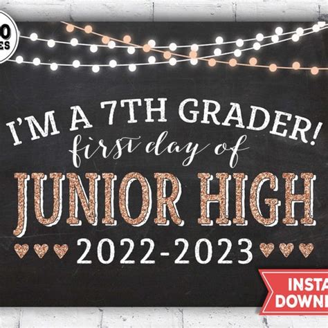 First Day Of 7th Grade Sign First Day Of School Sign 7th Etsy Canada