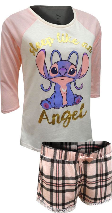 Lilo And Stitch Angel Pink Lace Trim Shortie Pajama Set Stitch Clothes Clothes