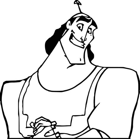 Here is a coloring image of kuzco, the emperor who became a llama. cool The Emperor New Groove Smile Man Disney Coloring ...