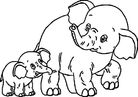 Cool Baby And Mother Elephant Free Coloring Page Free