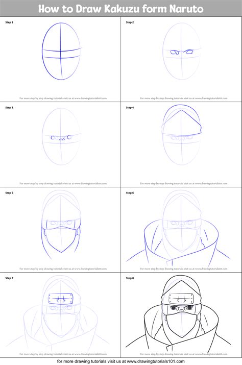 How To Draw Kakuzu Form Naruto Printable Step By Step Drawing Sheet