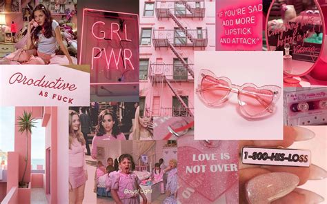 Pink Collage Desktop Wallpaper Macbook Wallpaper Pc Wallpaper Pink