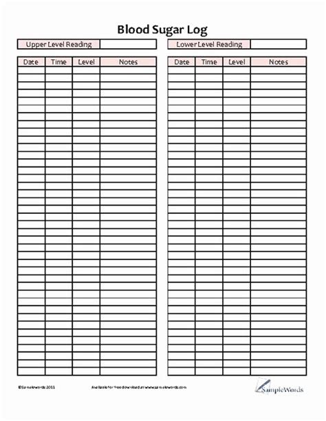 Diabetes Control Chart Printable