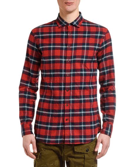 Burberry thornaby mens long sleeve shirt camel. Burberry Thornaby Check Sport Shirt, Red | Neiman Marcus