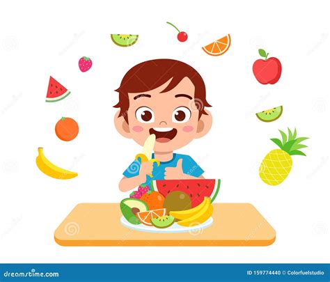 Eat Fruits And Vegetables Cartoon