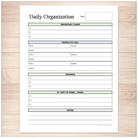 Printable Daily Task Sheet Full Page Organizer Clean And