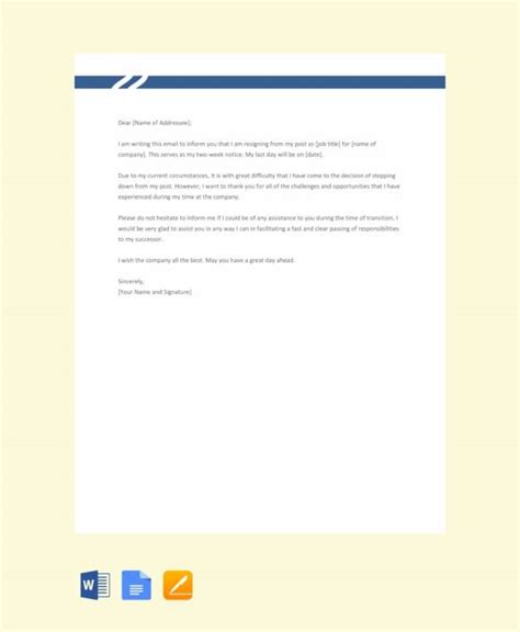 Free 11 Resignation Letters No Notice Templates In Pdf Ms Word