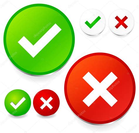 Checkmark And Cross Set Correct Wrong Test Quality Control Stock