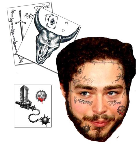 Buy UPDATED 2021 Posty Malone Inspired Face Neck Temporary Tattoos Set