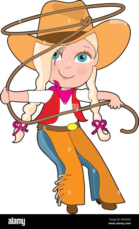 A Young Girl Is Dressed Like A Cowgirl And Swinging A Lasso Stock Vector Image And Art Alamy