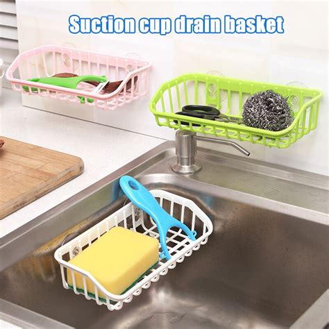 New Plastic Sink Shelf Kitchen Sponge Holder Rack Drain Basket With