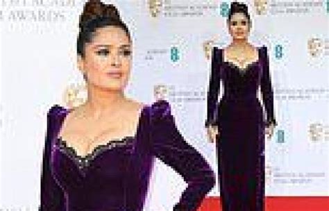 Bafta Film Awards Salma Hayek Puts On A Busty Display In A Velvet Dress