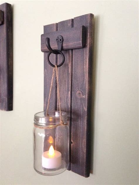 Only 2 available and it's in 14 people's carts. Wooden Candle Holder, Rustic Wall Sconce, Mason Jar Candle ...